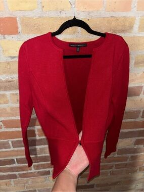White House Black Market Bright Red Open-Front Knit Cardigan